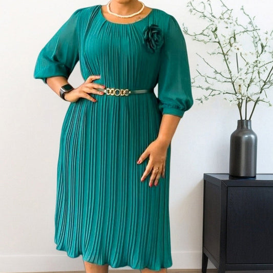 💝💝 50 % de réduction 👗✨ Robe midi plissée pour femme avec ceinture : élégance intemporelle et style raffiné, parfaite pour toutes les occasions 💖🌸