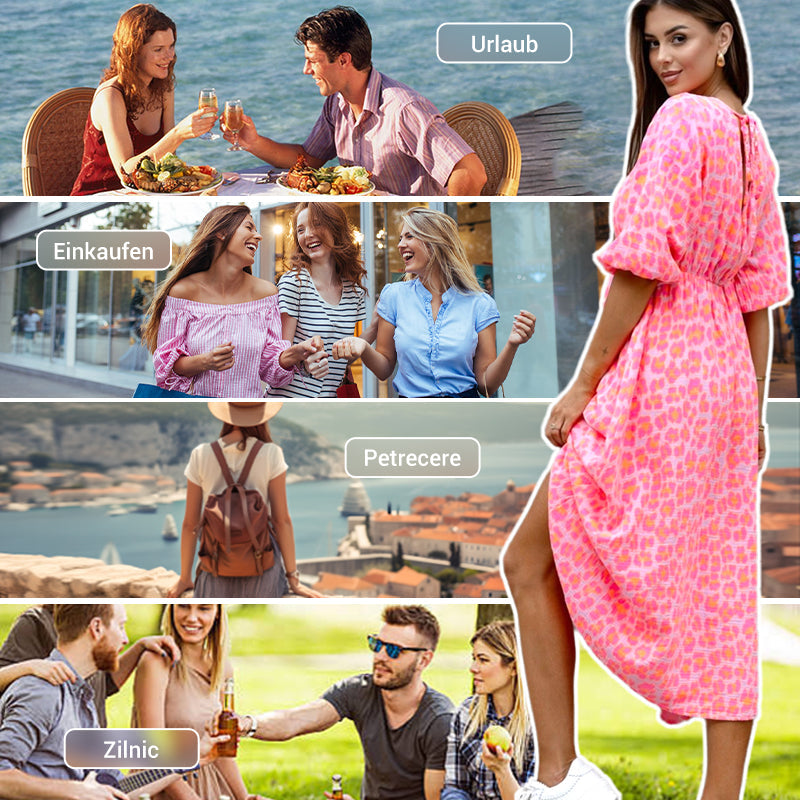 🏖️DERNIER JOUR DES SOLDES : 55 % DE RÉDUCTION !!🎀🌸Robe imprimée à col V pour femme