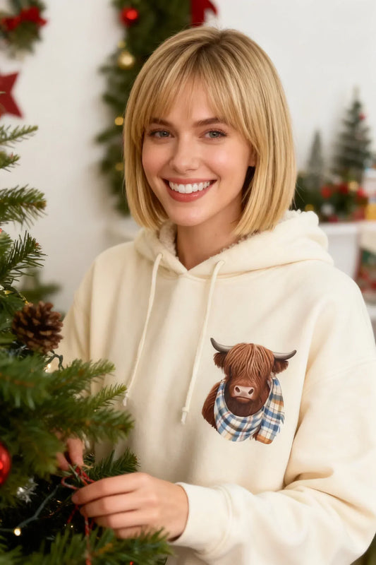 Offre spéciale Nouvel An 2026 : 50 % de réduction !! 🎁 Sweat à capuche en polaire confortable avec un adorable motif de vache des Highlands