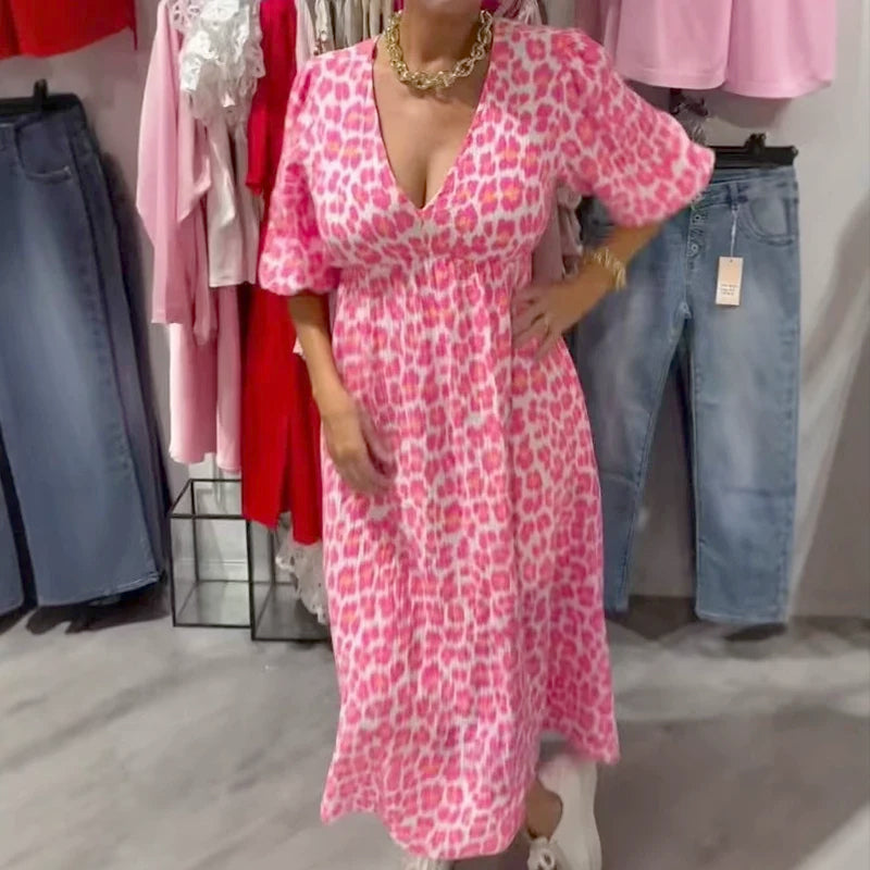 🏖️DERNIER JOUR DES SOLDES : 55 % DE RÉDUCTION !!🎀🌸Robe imprimée à col V pour femme
