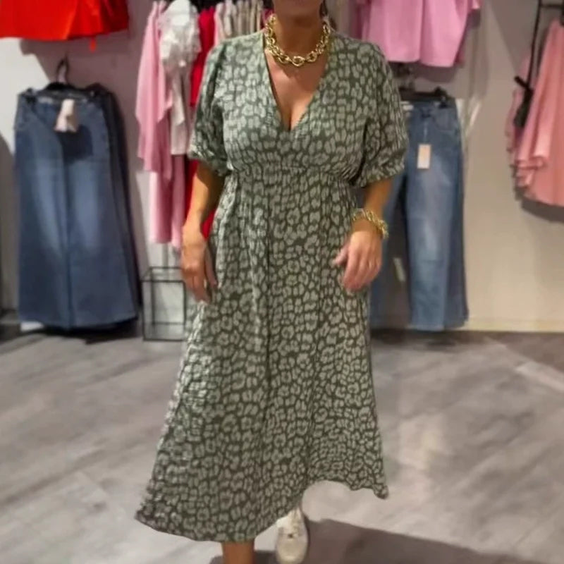 🏖️DERNIER JOUR DES SOLDES : 55 % DE RÉDUCTION !!🎀🌸Robe imprimée à col V pour femme