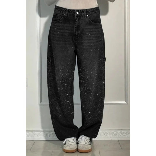 Jean femme orné de strass – Pantalon décontracté et confortable pour le quotidien et les loisirs ✨👖