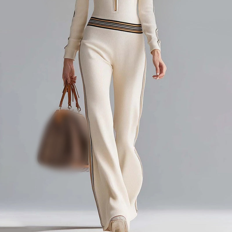 📢📢60% de réduction ! 🌟 Combinaison-Pantalon Sport Chic à Capuche – Col en V, Rayures Rétro & Jambe Évasée 💕👟