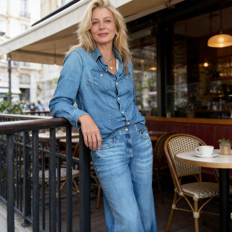 📢📢50 % DE RÉDUCTION !! ⏰Ensemble pyjama 2 pièces en imitation denim pour femme