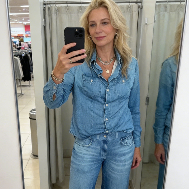 📢📢50 % DE RÉDUCTION !! ⏰Ensemble pyjama 2 pièces en imitation denim pour femme