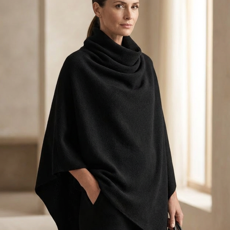 Ensemble femme : Haut cape à col cascade et pantalon à jambes larges