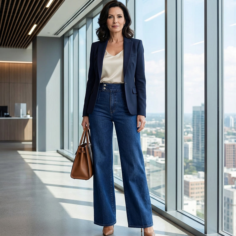 📢📢50 % de réduction ! ⏰Jeans taille haute à jambes larges pour femmes