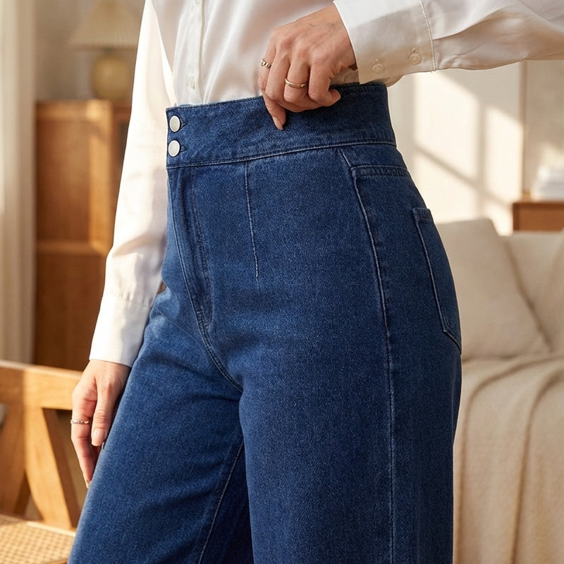 📢📢50 % de réduction ! ⏰Jeans taille haute à jambes larges pour femmes