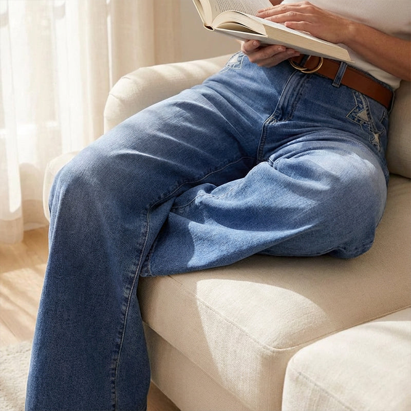 Jean vintage pour femme, taille haute et jambes larges