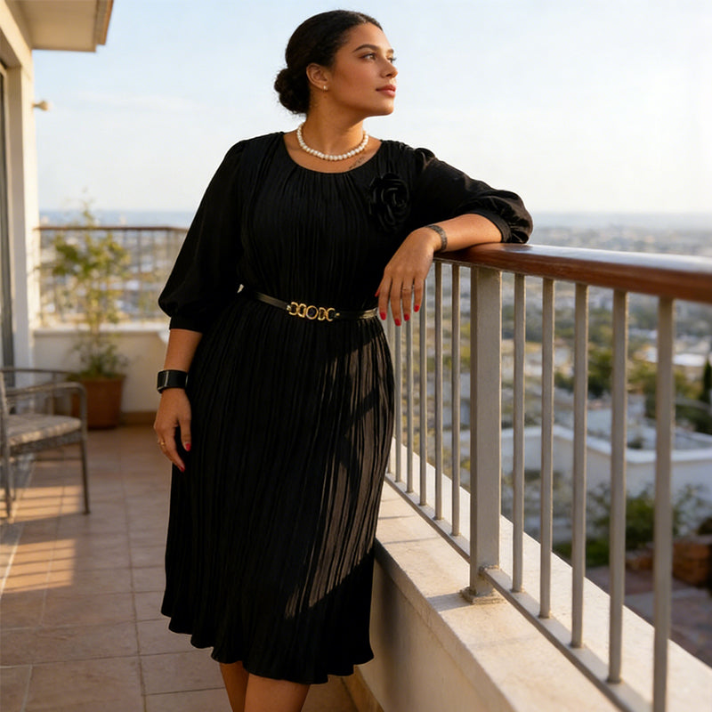 💝💝 50 % de réduction 👗✨ Robe midi plissée pour femme avec ceinture : élégance intemporelle et style raffiné, parfaite pour toutes les occasions 💖🌸