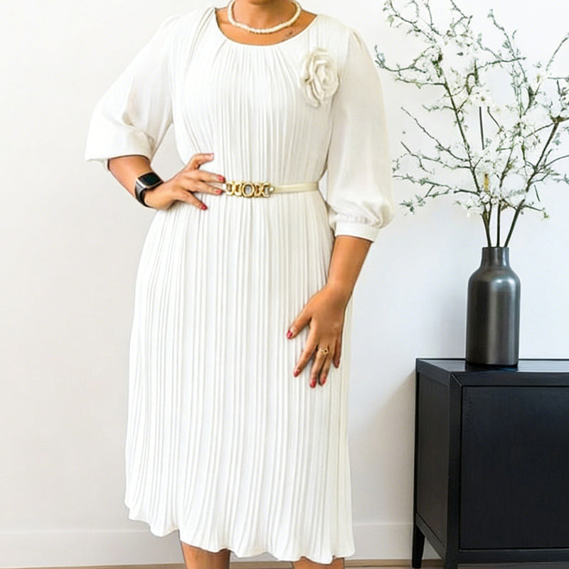 💝💝 50 % de réduction 👗✨ Robe midi plissée pour femme avec ceinture : élégance intemporelle et style raffiné, parfaite pour toutes les occasions 💖🌸