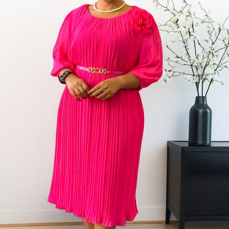 💝💝 50 % de réduction 👗✨ Robe midi plissée pour femme avec ceinture : élégance intemporelle et style raffiné, parfaite pour toutes les occasions 💖🌸