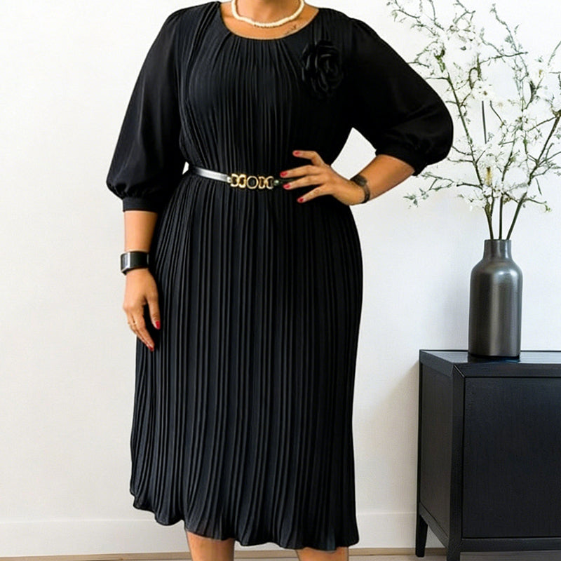 💝💝 50 % de réduction 👗✨ Robe midi plissée pour femme avec ceinture : élégance intemporelle et style raffiné, parfaite pour toutes les occasions 💖🌸